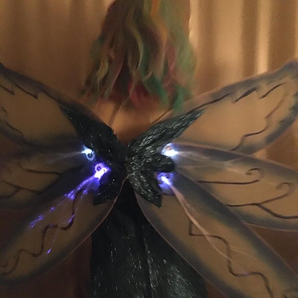 GORGEOUS vintage giant light up wings and sparkle pixie dress set! - Picture 3 of 14